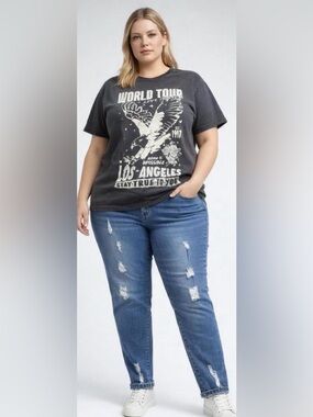 Los Angeles Graphic Eagle Tee - Black & Cream